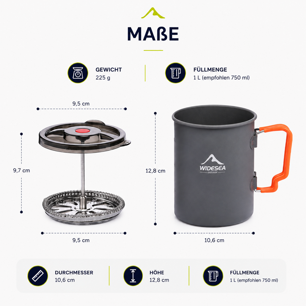 Camping-Kaffeebecher mit French Press – Frischer Kaffee. Überall.