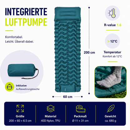 Outdoor-Schlafmatte mit integrierter Fußpumpe – Erholsamer Schlaf für jedes Abenteuer