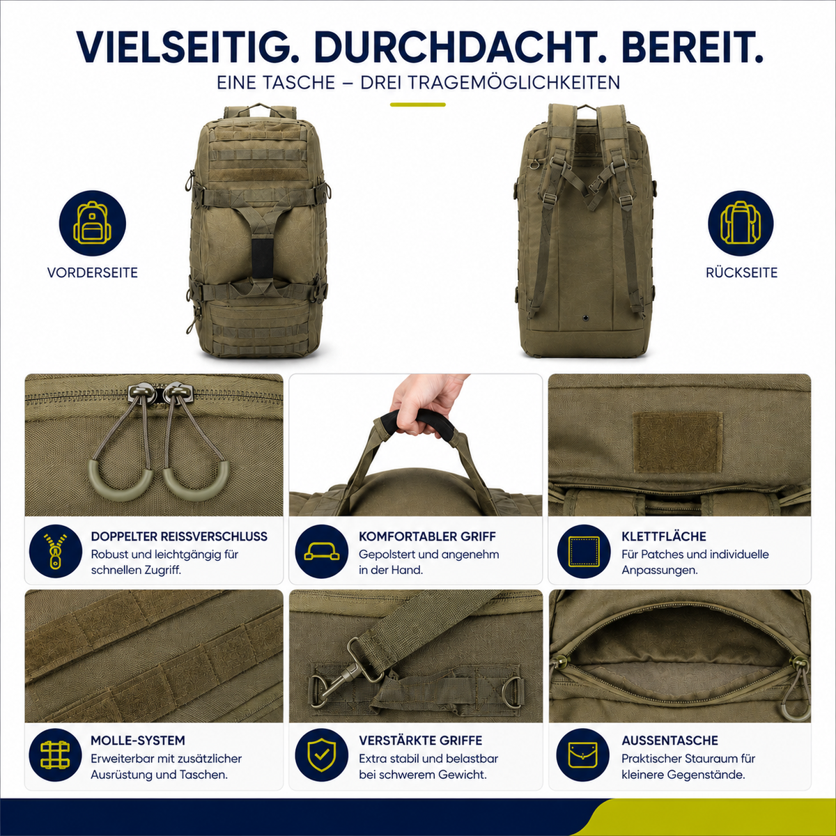 3-Wege-Outdoor-Reisetasche – Flexibel unterwegs. Bereit für jedes Abenteuer.