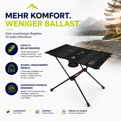 Faltbarer Outdoor-Campingtisch – Kompakt. Stabil. Immer dabei.