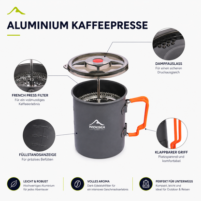 Camping-Kaffeebecher mit French Press – Frischer Kaffee. Überall.