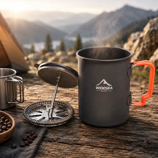 Camping-Kaffeebecher mit French Press – Frischer Kaffee. Überall.