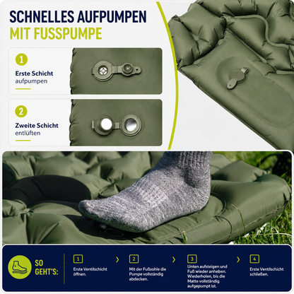 Outdoor-Schlafmatte mit integrierter Fußpumpe – Erholsamer Schlaf für jedes Abenteuer